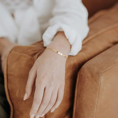 Personalized Engrave Bar Bracelet Stainless Steel Custom Adjustable Bracelets DIY Design Jewelry for Women Birthday Gifts