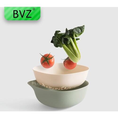 BVZ 4 Colors Double Drain Basket Bowl Washing Kitchen Strainer Noodles Vegetables Fruit Gift Kitchen Accessories Cooking Tools