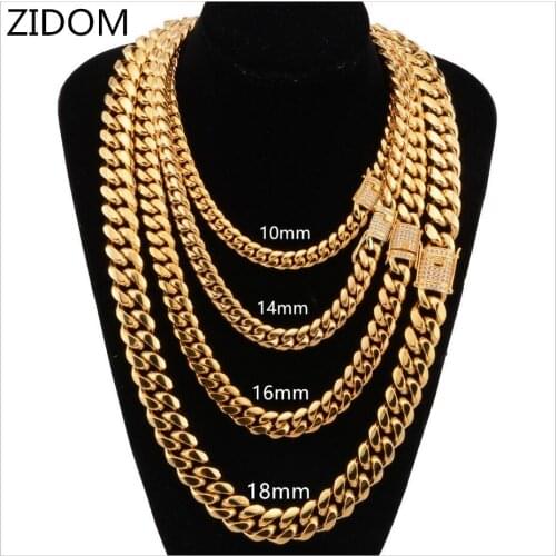 Men Hip hop chain necklace fashion Stainless Steel 8-18mm width/20-30inch long Miami Cuban Chains necklace Male Hiphop jewelry