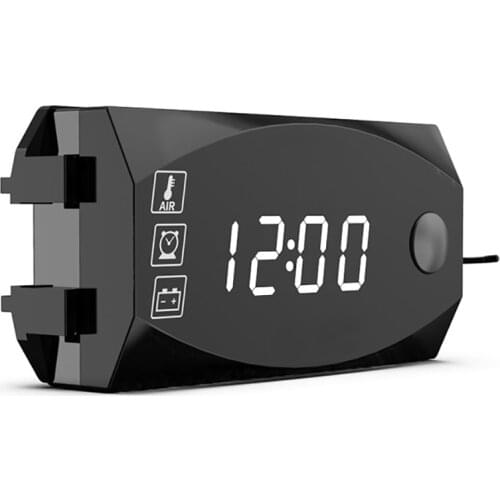 Mini 3 In 1 Digital LED Display 12V Meters Voltmeter Clock Thermometer Indicator Gauge Panel Meter For Car Motorcycle