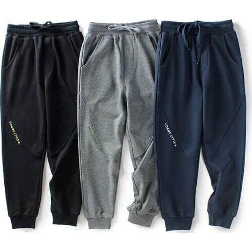New Korean Teenage Boys Jogger Pants Cotton Elastic Waist Sport Trousers Casual Big Boys Embroidery Kids Clothes Boys 8 To 12
