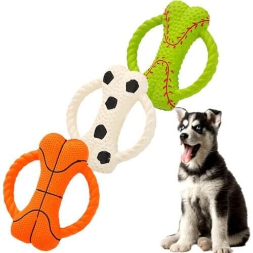 Pet dog toy bite-resistant molar latex bone ring toy training pet toy，Q262