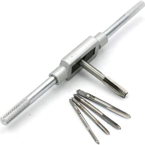 Hand Screw Thread Metric Plug Tap Set M3 M4 M5 M6 M8 with Adjustable Tap Wrench