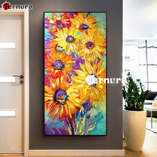 Flower Full square diamond painting Hand painted oil painting flower embroidery rhinestone mosaic diamond inlaid pattern large