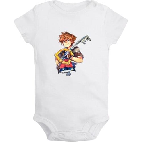 Penguin Happy Family Day Kingdom Hearts Sora Keyblade Newborn Baby Girl Boys Clothes Short Sleeve Romper Jumpsuit Outfits Cotton