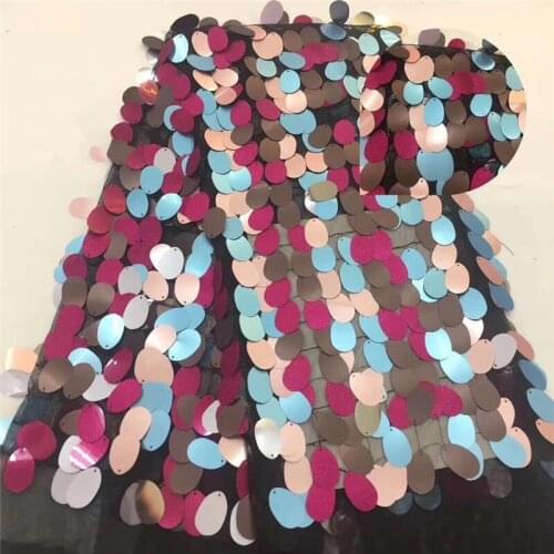 Beautiful sequins BZL-8.1514 Nigerian fabric for party dress new African embroidered lace fabric with big sequins