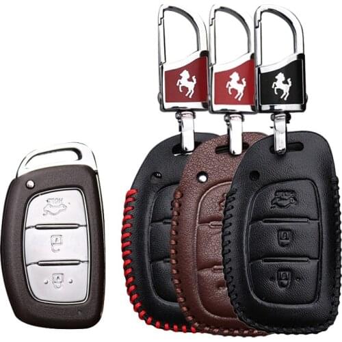 KUKAKEY Leather Car Key Case Fob Cover For Hyundai TUCSON Avante i10 i20 i30 HB20 IX25 IX35 IX45 Smart Car Key Bag Holder Shell
