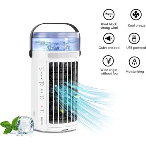 J0PE Two-in-one Desktop Fan Portable Humidifier Fan 480ml Water Tank Auto Shut-off w/ Night Light For Room Office Outdoor