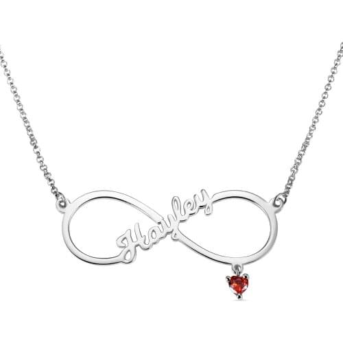 Personalized Double Name Custom Necklace Birthstone Jewelry Geometric Long Chain Pendant Infinity Necklaces Stone Fashion Gifts