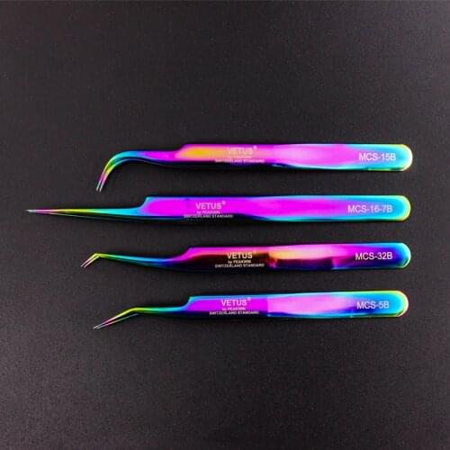 100% Vetus Original MCS Series New Style Premium Eyelashes Tweezers Ultra Fine Tip Improve for 3D 6D Lashes Extensions