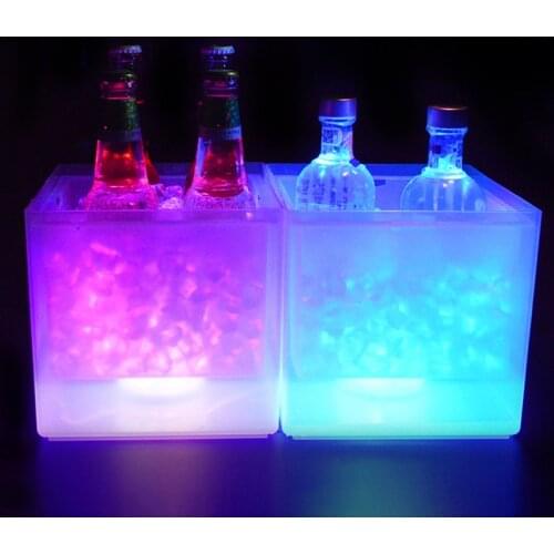 Drop Shipping 3.5L Waterproof LED Color Changing Plastic Ice Bucket Bars Nightclubs LED Light Up Champagne Beer Bucket Bars