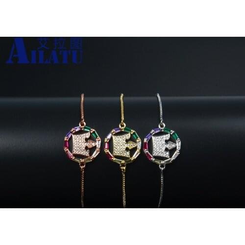 Rainbow Color Cubic Zircon Crown Bracelet New Chian Adjustable Bracelets Wedding Jewelry Gift Drop Shipping