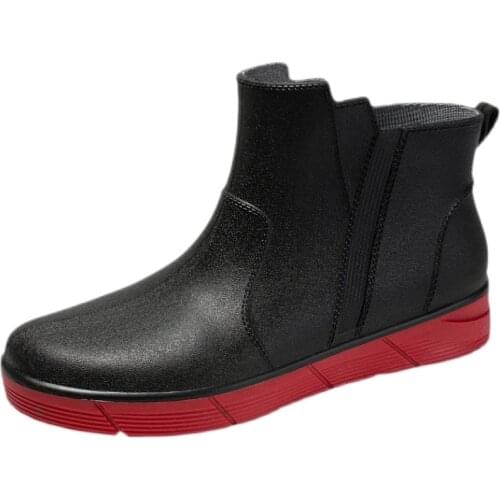 Rain Boots Mens Summer Light Short Rain Boots Tide Low Work Rubber Shoes Summer Waterproof Non-slip Kitchen Short Water Shoes
