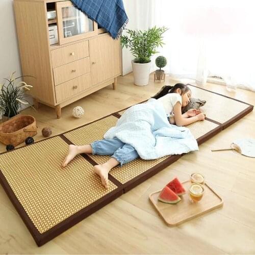 Shining Folding Mat Thick Japanese Tatami Rattan Mat Sleeping Pad Summer Student Child Kindergarten Nap Floor Bedroom ZM222