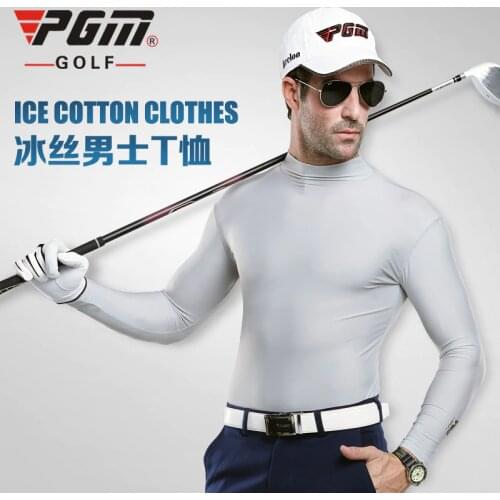 Outdoor Sport PGM Mens Summer Shirt Underwear Golf Shirt Sunscreen UV Ice T-shirts Long Sleeve Clothes Golf Apparel For Men