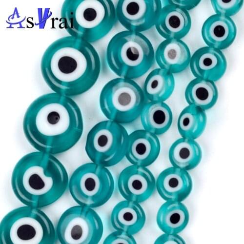Natural Stone 6 8 10 mm Green Eye Lampwork Glass Beads For Jewelry Making Flat Round Loose Spacer Beads DIY Bracelet Necklace