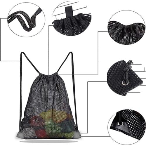 Heavy Duty Mesh Drawstring Backpack Bags Multifunction Ventilated Bag for Soccer ball, Gym Sports Equipment Storage Beach Toys