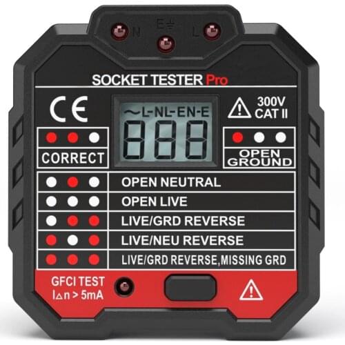 Socket Tester Voltage Tester Socket Detector Ground Zero Line Plug Polarity Phase Check RCD Tester circuit breaker finders