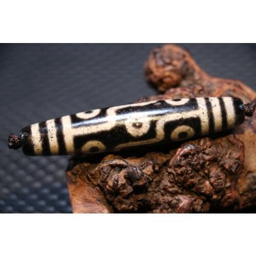 Treasure Magic Power Tibetan Old Agate Cinnabar 9 Eye dZi Bead Amulet Timestown UPD22