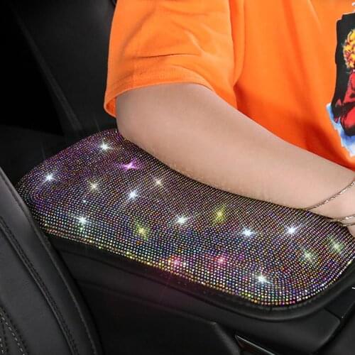 Universal Crystal Diamond Car Center Console Cover Luster Crystal Arm Rest Padding Protective Case Diamond Car Decor Accessories