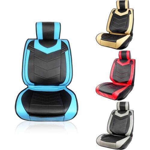 Universal Car Seat Leather Cover Gray/Red/Blue/Gold Full Set Protect Non-slip For Mazda BMW Chevrolet Toyota VW Benz Lexus Dodge