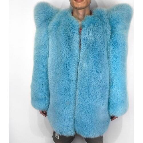 YOLOAgain 2021 New Design Winter Warm Mens Real Fox Fur Coat Jacket Outerwear