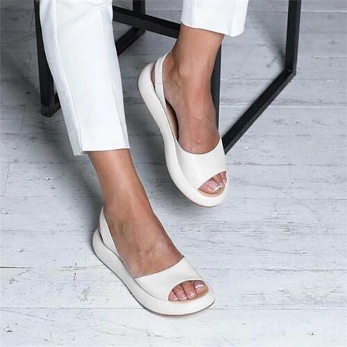 Women Sandals 2020 Summer Women Flat Fish Mouth Sandals Thick Bottom SOft Sole Casual Shoes Ladies Platform Sandals Plus Size 43