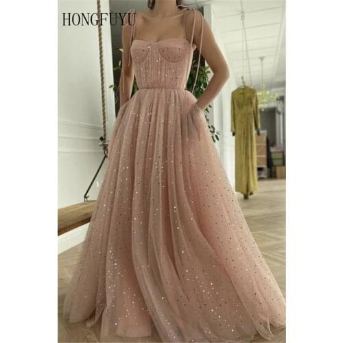 Robe de soirée de mariage Sexy Sweetheart Spaghetti Straps Sandy Tulle A-line Prom Dresses Formal Evening Dress