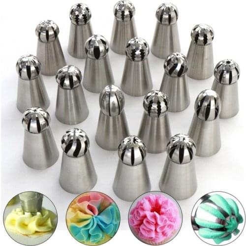 1PC Stainless Steel Russian Ball Torch Nozzles Flower Fondant Icing Piping Tips Cream Pastry Cupcake Decoration Tool