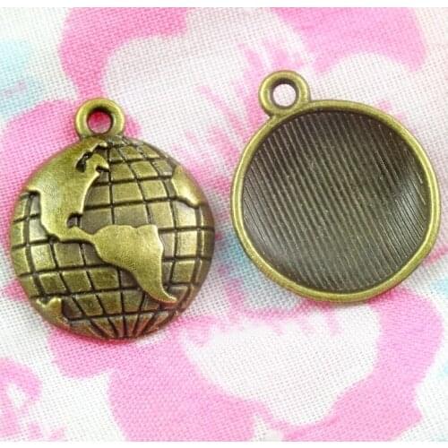 19x15mm 60pcs Antique Bronze Plated Earth Handmade Charms Pendant:DIY for bracelet necklace