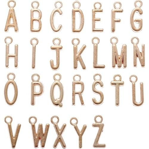 20Pcs 7X17MM Kc gold Metal Zinc Alloy English Letter A-Z Charms Fit Jewelry Pendant DIY Necklaces Bracelets Bags Makings