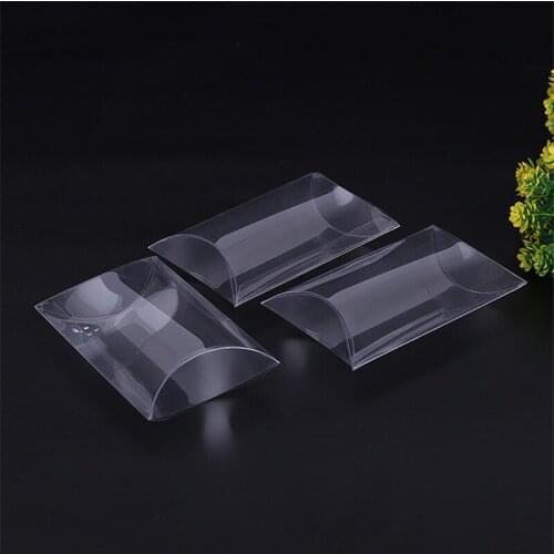 20pcs PVC Transparent Candy Gift Boxes Clear Pillow Shape Clear Storage Gift Boxes Wedding Favors Packing Box Bags Party Decor