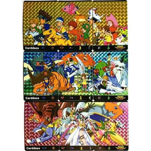 9pcs/set Digimon Digital Monster Refraction Composite Process Toys Hobbies Hobby Collectibles Game Collection Anime Cards