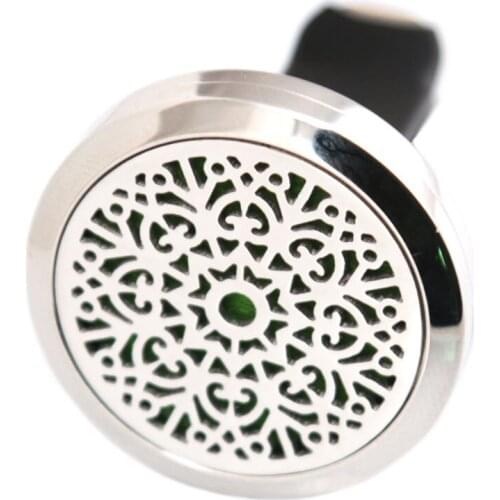 Abstract Flower 30mm Diffuser 316 Stainless Steel Car Aroma Locket Essential Oil Car Diffuser Locket Free 10Pcs Pads