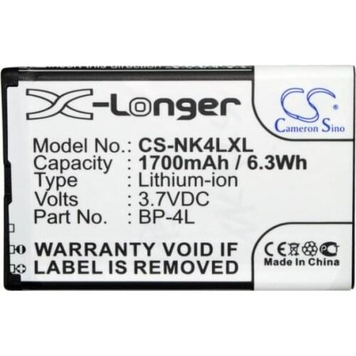 Cameron sino 1700mah battery for ACE Caracas Caracas 2 N4L120J for DIGMA E601hd EB-4L for NOKIA 6760 Slide E52 E55 E61i E63