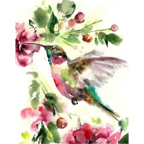 Full Square/Round Drill 5D DIY Diamond Painting Hummingbird and flowers Embroidery Cross Stitch animal 5D Home Decor E300