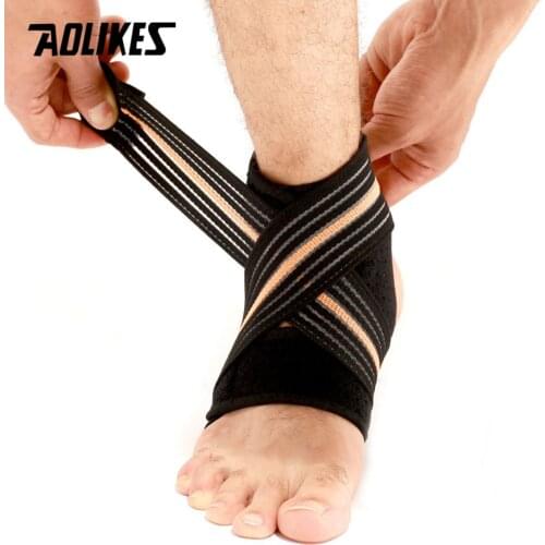 Aolikes Adjustable Breathable Ankle Stabilizer Support Pad Sport Ankle Protector Elastic Brace Guard Football Basketball