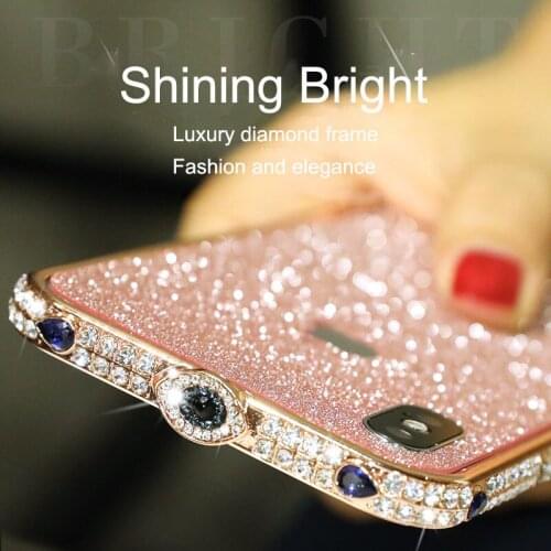 Luxury Diamond Devils eye Buckle Frame Phone Case Cover for iPhone 11 Pro XS Max X XR 6 7 8 Plus Metal frame Cover Case Fundas