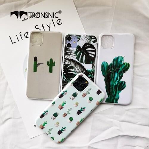 Cactus Green Phone Case for iPhone 11 Pro Max XR XS MAX White Shiny Plant Funny Banana Leaf Case for iPhone 6 7 8 Plus Cover Hot