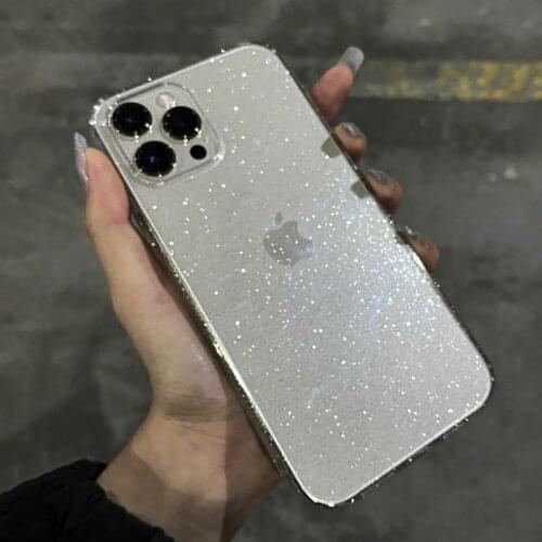 Bling Glitter Powder Transparent Phone Case For iPhone 12 11 Pro Max Mini XR X XS 8 7 Plus SE 2020 Candy Soft TPU Silicone Cover