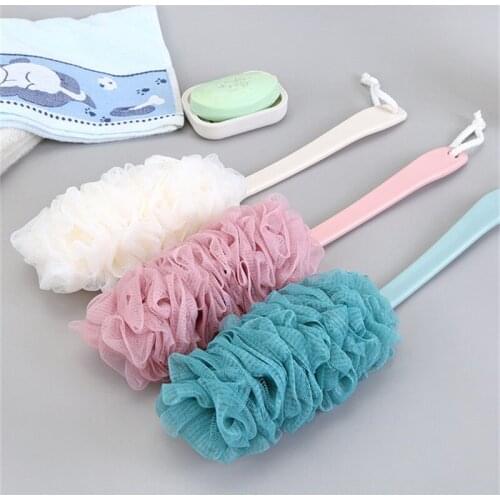 Long Handle Hanging Soft Mesh Back Body Bath Shower Scrubber Brush Sponge For Bathroom Shower Brush New Arrival