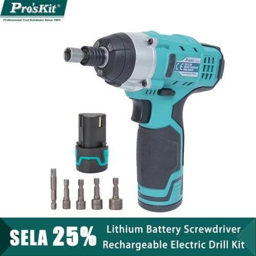 ProsKit PT-1802G/PT-1207G Lithium Battery Impact Drill Screwdriver Home Rechargeable Electric Drill Tool Kit