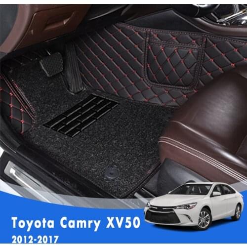 For Toyota Camry XV50 2017 2016 2015 2014 2013 2012 Luxury Double Layer Wire Loop Car Floor Mats Auto Interiors Carpets