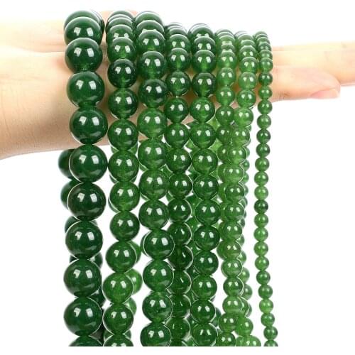 Smooth Natural Stone Green Taiwan Chalcedony Jade Round Loose Spacer Bead For Jewelry Making Bracelet Necklace DIY 4/6/8/10/12MM