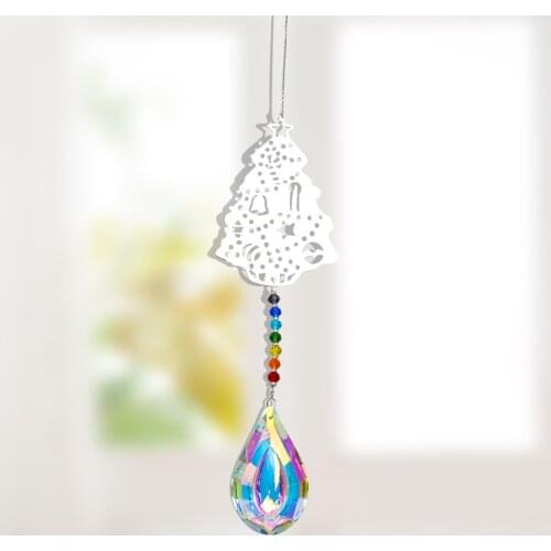 Chakra crystal suncatcher Chandelier Crystals Prism Pendant Shinning Rainbow Maker Hanging Cascade for Home Christmas Decoration
