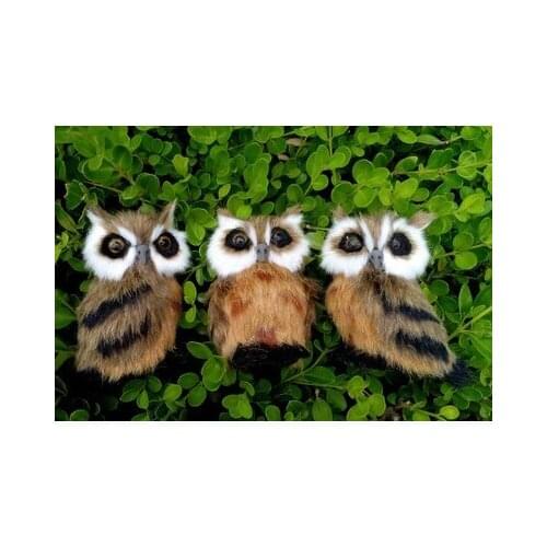 Simulation mini brown owl,right pose owl, resin&fur 9x8cm toy model,one lot/ 3 pieces, prop,home decoration Xmas gift 0867