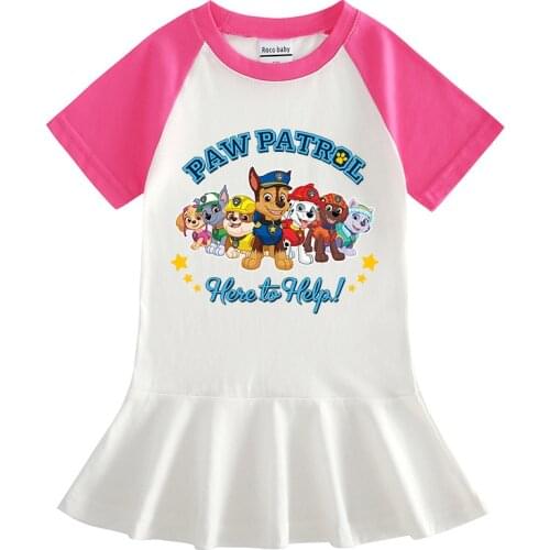 PAW PATROL baby girls short sleeve dresses cotton clothes summer cartoon dresses kids girls casual dresses children 2-8T