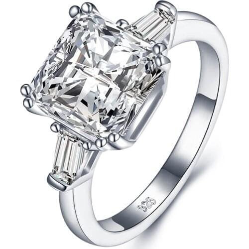 ANZIW Classic 925 Sterling Silver Three Stone Square Rings Wedding Engagement Bridal Rings For Women Party Lover Rings Jewelry