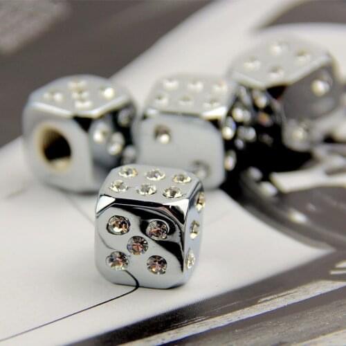 Dice valve cap czech crystal inlaying valve tyre valve core cap bling personalized 1set=4pcs