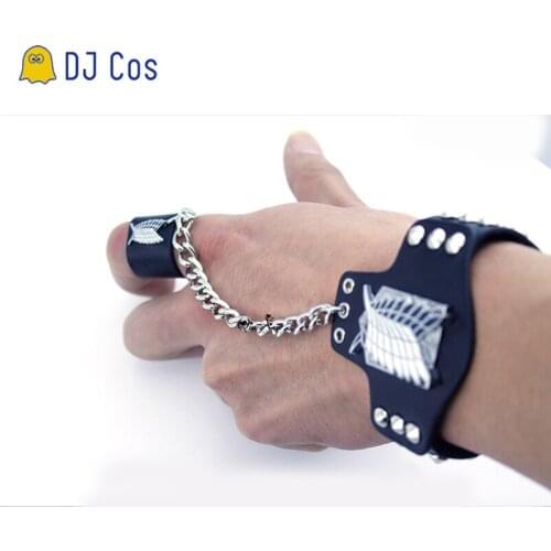 Anime Attack on Titan Leather Bracelet Shingeki No Kyojin Cosplay Accessories Props Scouting Legion Necklace Men Women Pendant